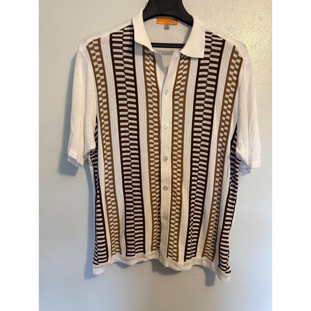 Edition Mens XL Short Sleeve Knit Shirt Button Up California Rockabilly Style